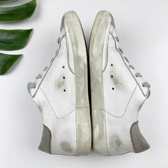 Golden Goose Superstar Low Top Sneakers White Leather Grey Fleece Star Womens 38 - Picture 12 of 16
